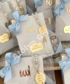 Alternative view of İnci Tesbi, Taşkı Zikirmatik ve Krem Renkli Kadife Yasin Kitabı Seti - Mevlüt Hediyelikleri